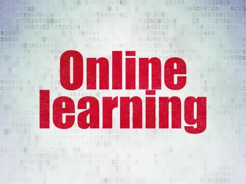 Education concept: Online Learning on Digital Paper background Illustrazione stock