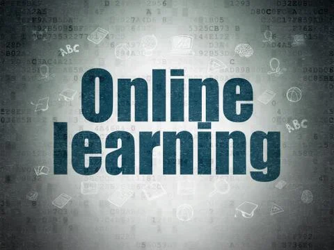 Education concept: Online Learning on Digital Data Paper background 스톡 일러스트