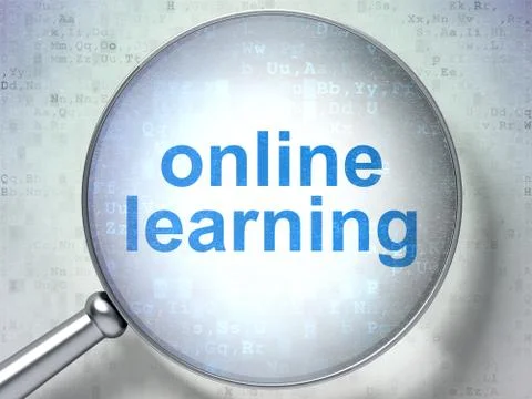Education concept: Online Learning with optical glass Stockillustratie