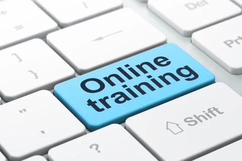 Education concept: Online Training on computer keyboard Illustrazione stock