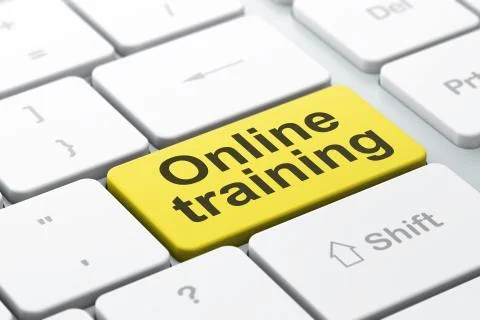 Education concept: Online Training on computer keyboard backgrou 스톡 일러스트