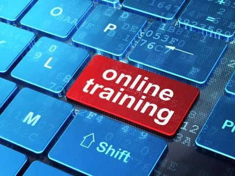 Education concept: Online Training on computer keyboard backgrou Illustrazione stock