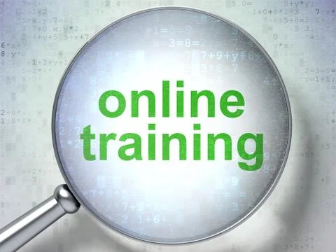 Education concept: Online Training with optical glass Illustration