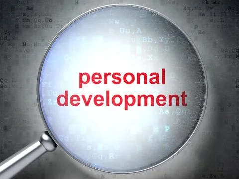 Education concept: Personal Development with optical glass 스톡 일러스트