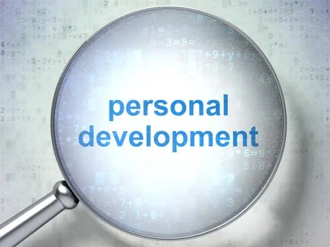 Education concept: Personal Development with optical glass 库存插图