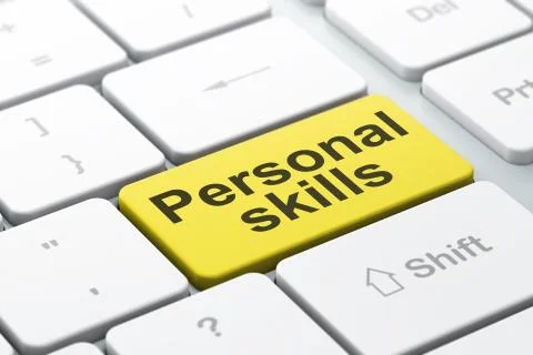 Education concept: Personal Skills on computer keyboard backgrou Illustrazione stock