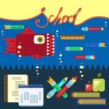 Education concept poster in flat style design Stock Illustration
