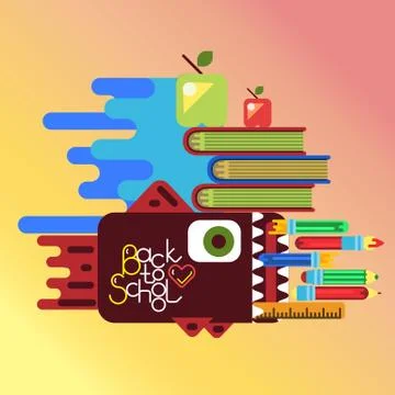 Education concept poster in flat style design Stock Illustration