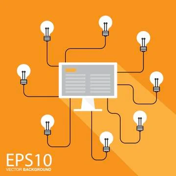 Education concept. Power of knowledge and idea from computer. Illustrazione stock