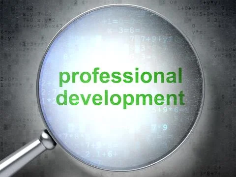 Education concept: Professional Development with optical glass 스톡 일러스트