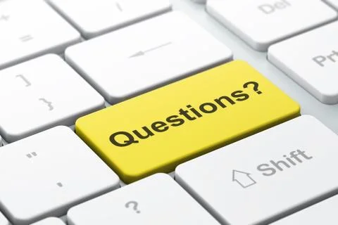 Education concept: Questions? on computer keyboard background 스톡 일러스트