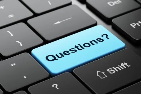 Education concept: Questions? on computer keyboard background Illustrazione stock