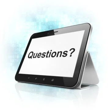 Education concept: Questions? on tablet pc computer 스톡 일러스트