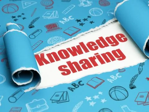 Education concept: red text Knowledge Sharing under the piece of  torn paper Stock Illustration
