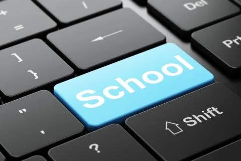 Education concept: School on computer keyboard background Illustrazione stock