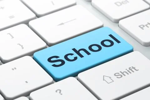 Education concept: School on computer keyboard background Illustrazione stock