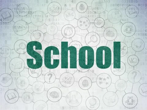 Education concept: School on Digital Data Paper background Stock Illustration