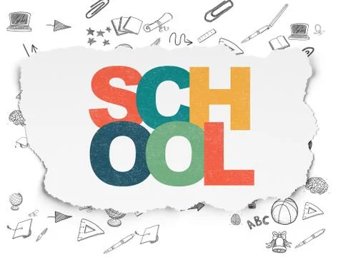 Education concept: School on Torn Paper background Stock Illustration