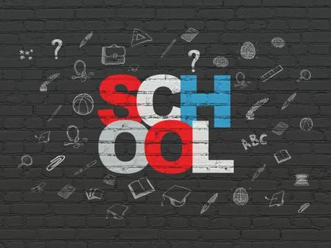 Education concept: School on wall background Ilustración de archivo