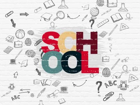 Education concept: School on wall background Ilustración de archivo