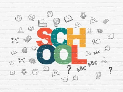 Education concept: School on wall background Ilustración de archivo