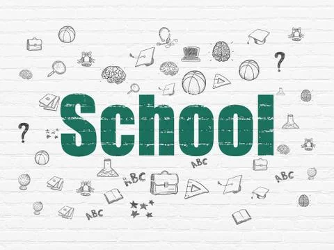 Education concept: School on wall background Ilustración de archivo
