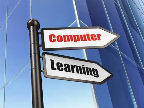 Education concept: sign Computer Learning on Building background Stock Illustration