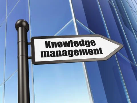 Education concept: sign Knowledge Management on Building background 스톡 일러스트