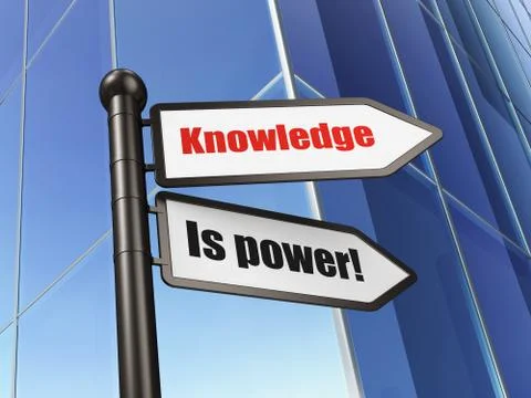 Education concept: sign Knowledge Is power! on Building 스톡 일러스트