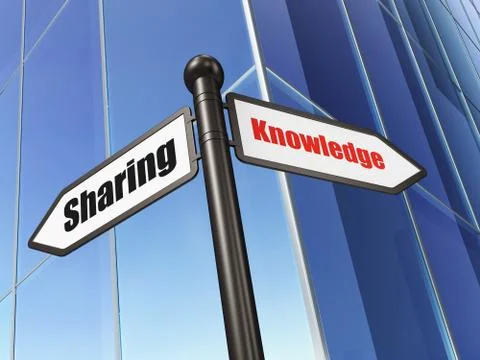 Education concept: sign Knowledge Sharing on Building background Ilustração Stock