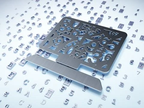 Education concept: Silver Computer Pc on digital background 스톡 일러스트