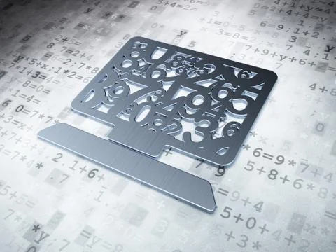 Education concept: Silver Computer Pc on digital background Illustrazione stock