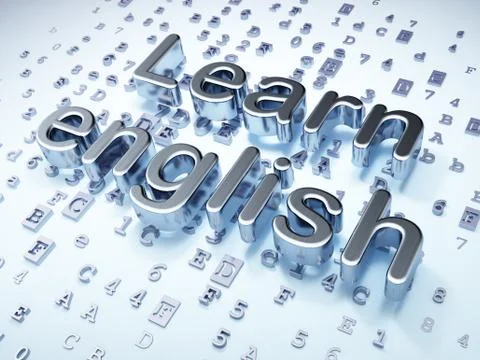 Education concept: Silver Learn English on digital background Illustrazione stock