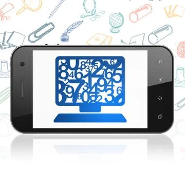Education concept: Smartphone with Computer Pc on display Illustration