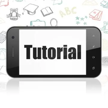 Education concept: Smartphone with Tutorial on display Stock Illustration