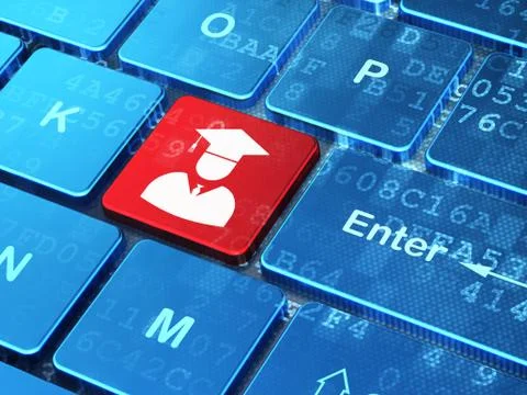 Education concept: Student on computer keyboard background 스톡 일러스트
