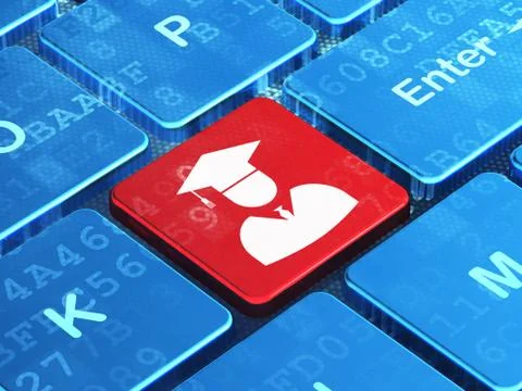 Education concept: Student on computer keyboard background Stock Illustration