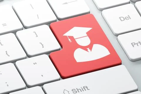 Education concept: Student on computer keyboard background 스톡 일러스트