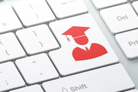 Education concept: Student on computer keyboard background Stock Illustration