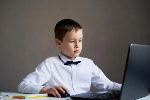 Education concept - student with computer studying at school Stock Photos