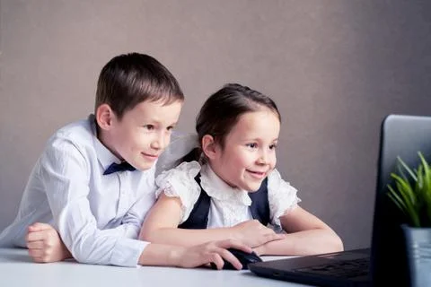 Education concept - student with computer studying at school Stock Photos