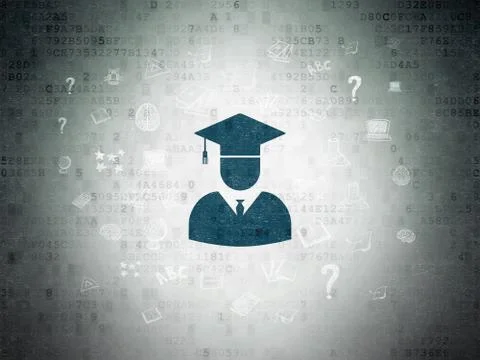 Education concept: Student on Digital Data Paper background Stock Illustration