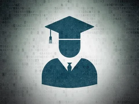 Education concept: Student on Digital Data Paper background Illustrazione stock