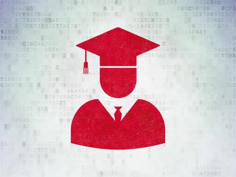 Education concept: Student on Digital Data Paper background Illustrazione stock