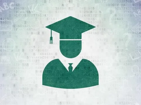 Education concept: Student on Digital Data Paper background Stock Illustration