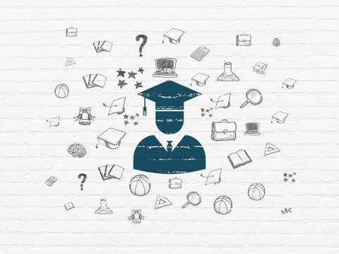Education concept: Student on wall background Ilustração Stock