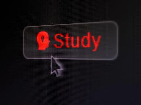 Education concept: Study and Head With Light Bulb on digital button background Stock Illustration