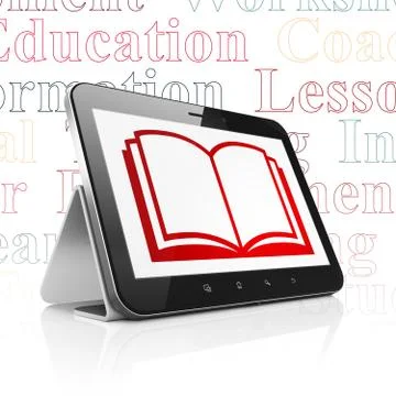 Education concept: Tablet Computer with Book on display Stock Illustration