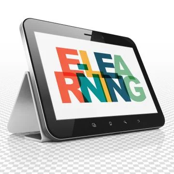 Education concept: Tablet Computer with E-learning on  displa Illustrazione stock