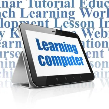 Education concept: Tablet Computer with Learning Computer on display Stock Illustration